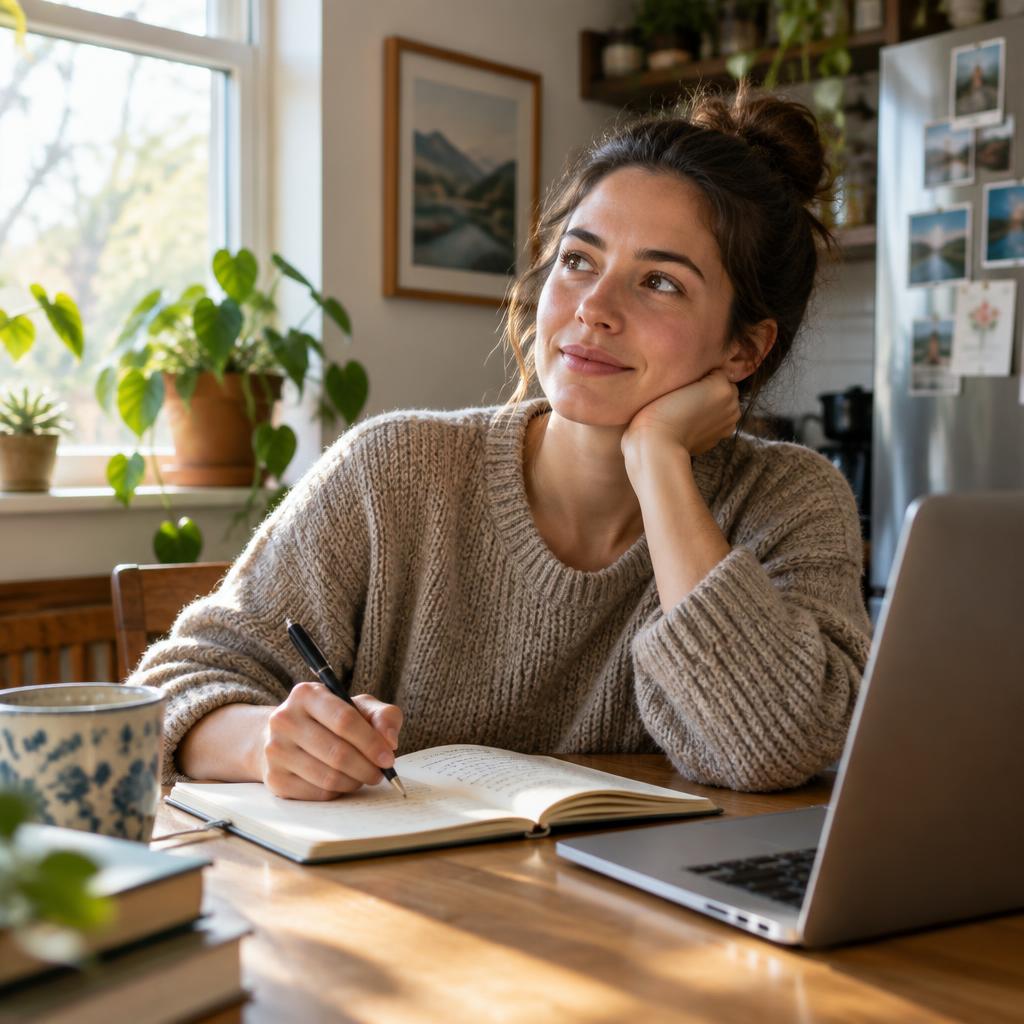 A founder pausing to write down a reflection